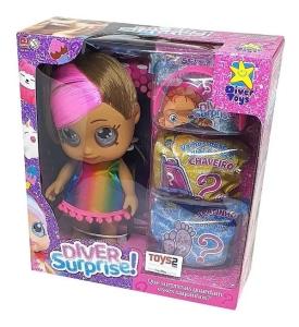 BONECA DIVER SUPRESAS CABELO ROSA E LOIRO - Cod. 109-2